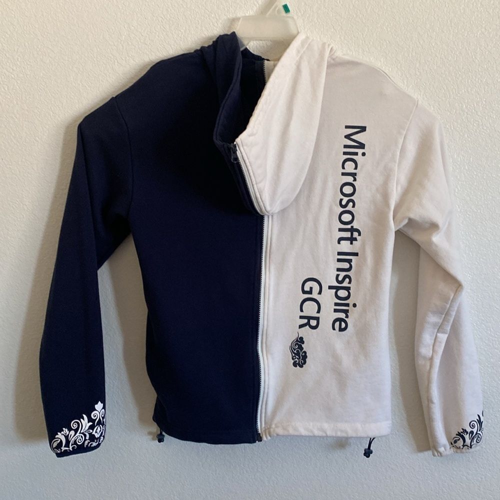 MICROSOFT Yin Yang FullZip Navy/White Sweatshirt Hoodie Size M - Picture 4 of 10